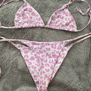 Two-piece ,pink cheetah print , small swimsuit